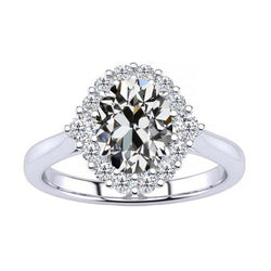 Genuine Antique European Brilliant Diamond Halo Setting Ring 4 ct