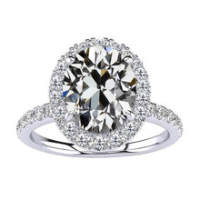 Fine Diamond Antique Cushion Halo Engagement Ring in 14K White Gold – main view