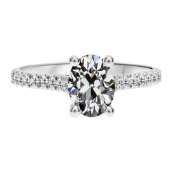 Real Fine Diamond Solitaire with Side Stones – 14K White Gold