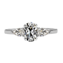 Diamond Oval 3-Stone Ring in 14 Karat White Gold – main view