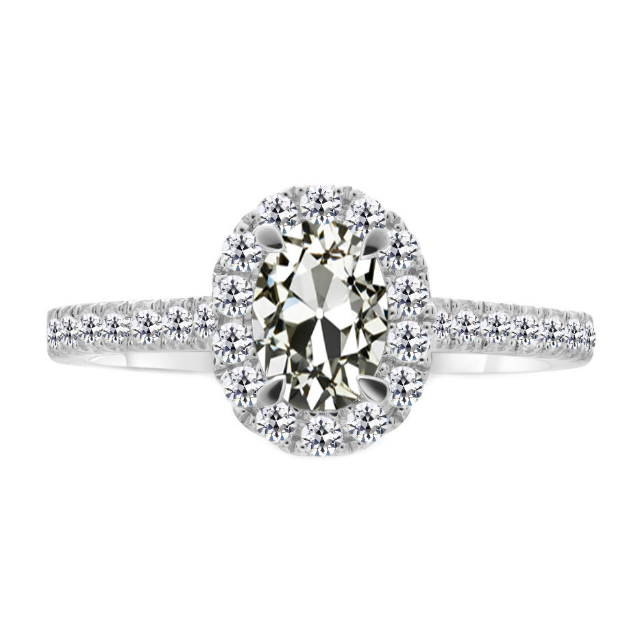 Halo Engagement Ring 14 Karat White Gold with Diamond – main view