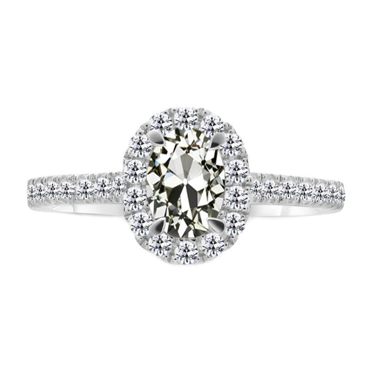 Halo Engagement Ring 14 Karat White Gold with Diamond – main view