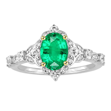 Authentic Fine Emerald Gemstone Ring 2 ct 14K Two Tone Gold – main view