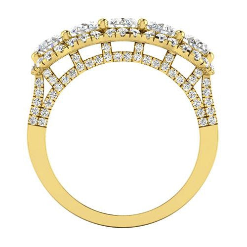 Brilliant Diamond Oval Anniversary Ring in 14 Karat Yellow Gold – front view