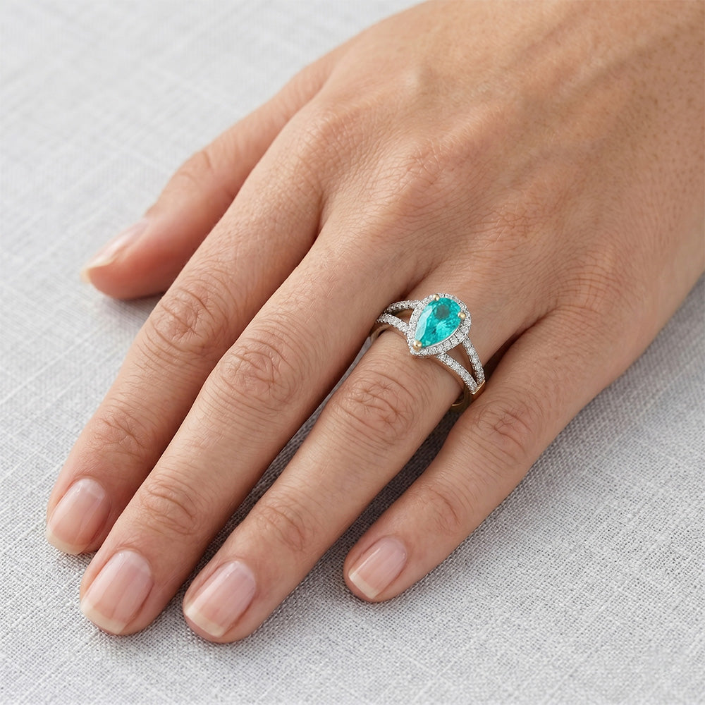 Paraiba Tourmaline Halo Setting Ring – VVS Clarity 2 ct 14 Karat