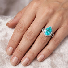Paraiba Tourmaline Pavé Halo Engagement Ring 2.75 ct in 14K
