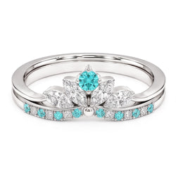 Paraiba Tourmaline & Diamond Crown Band Set