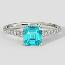 Paraiba Ring Asscher Cut 2 Carats