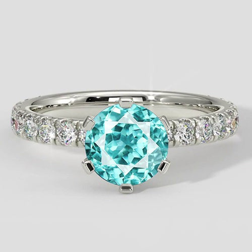 Paraiba Tourmaline And Diamond 2 Carats Engagement Ring