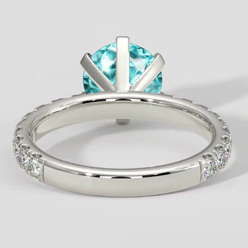 Paraiba Tourmaline And Diamond 2 Carats Engagement Ring