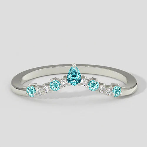 Paraiba Tourmaline & Diamond Wishbone Ring