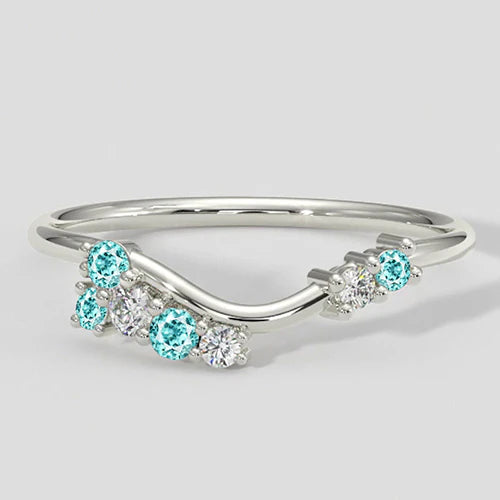Paraiba and Diamond Ring Chevron Style