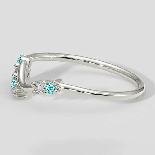 Paraiba and Diamond Ring Chevron Style