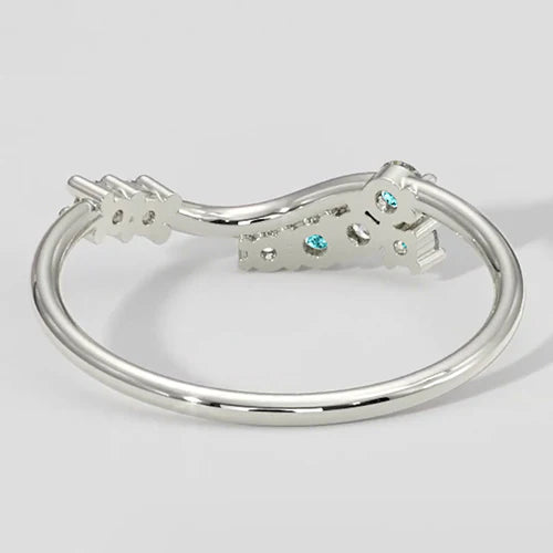 Paraiba and Diamond Ring Chevron Style