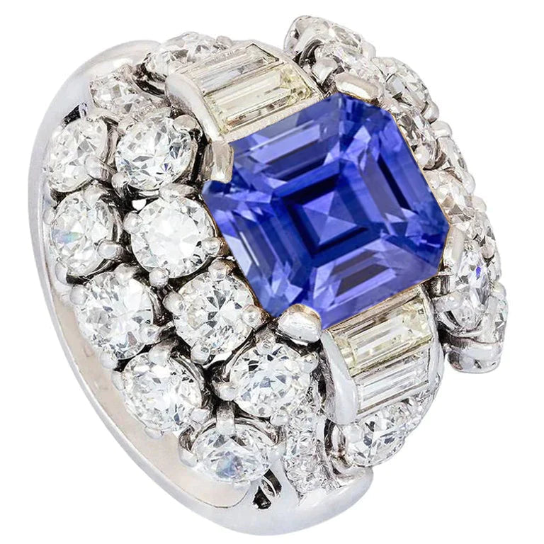 Parti Sapphire And Diamond Engagement Ring