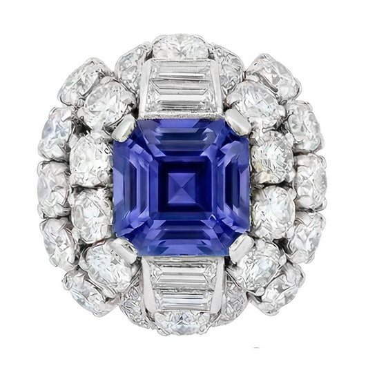 Parti Sapphire And Natural Earth Mined Diamond Engagement Ring