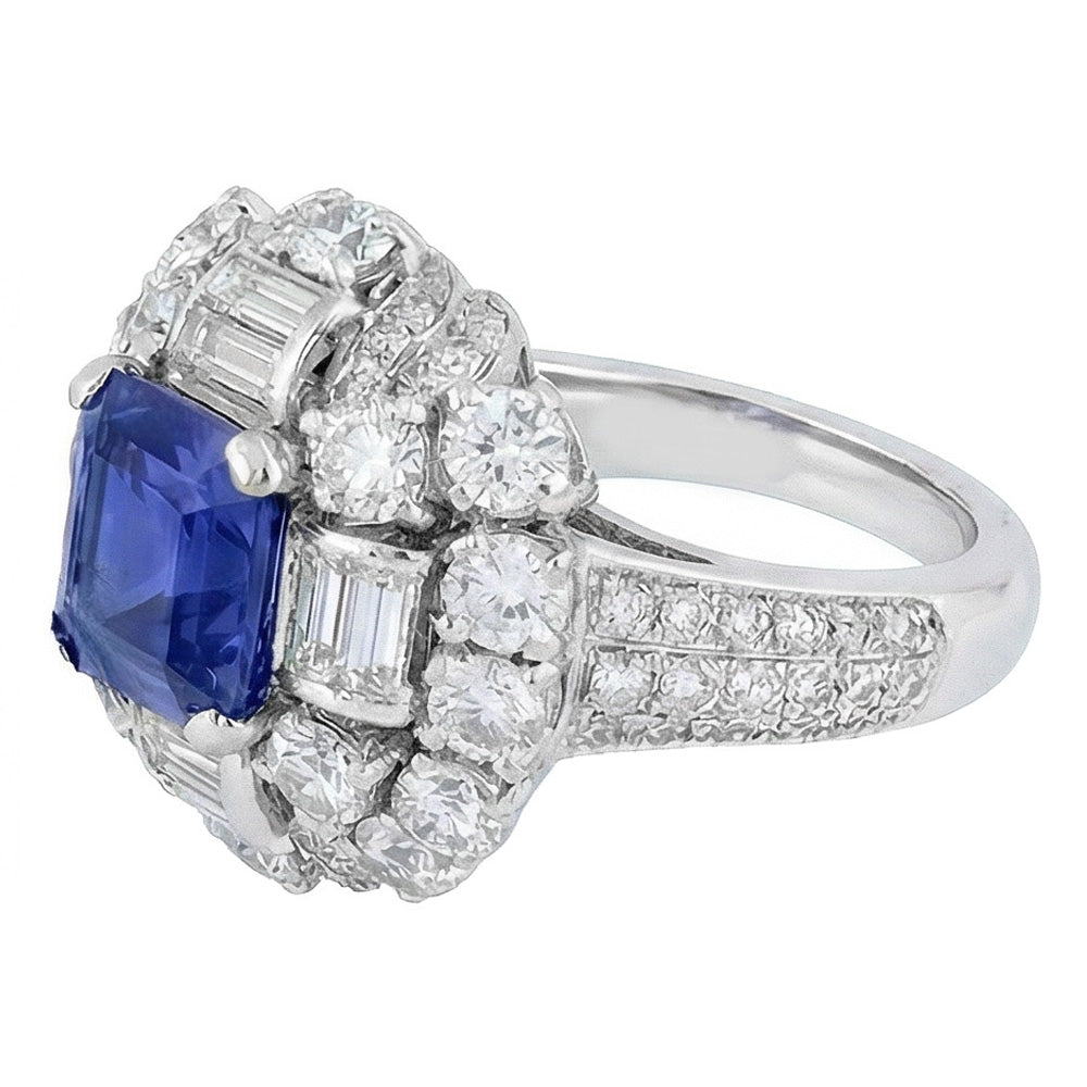 Parti Sapphire And Natural Earth Mined Diamond Engagement Ring