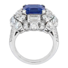 Parti Sapphire And Natural Earth Mined Diamond Engagement Ring