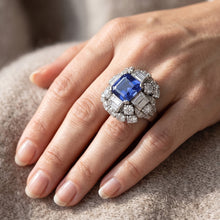 Parti Sapphire And Natural Earth Mined Diamond Engagement Ring