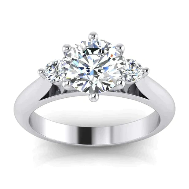 Past Present Future 3 Stone Real Round Diamond Anniversary Ring