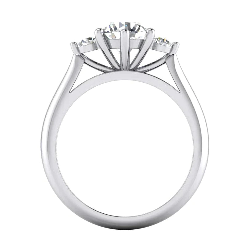 Past Present Future 3 Stone Real Round Diamond Anniversary Ring