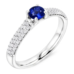 Pave Natural Earth Mined Diamond Blue Sapphire 2 Carats Ring White Gold 14K