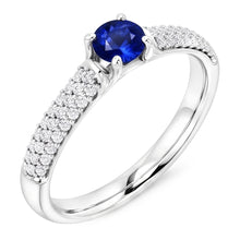 Pave Natural Earth Mined Diamond Blue Sapphire 2 Carats Ring White Gold 14K