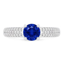 Pave Natural Earth Mined Diamond Blue Sapphire 2 Carats Ring White Gold 14K