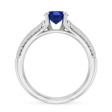 Pave Natural Earth Mined Diamond Blue Sapphire 2 Carats Ring White Gold 14K