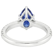 Pave Natural Earth Mined Diamond Engagement Ring Prong Set Pear Blue Sapphire 5.50 Carats
