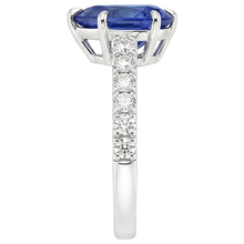 Pave Natural Earth Mined Diamond Engagement Ring Prong Set Pear Blue Sapphire 5.50 Carats