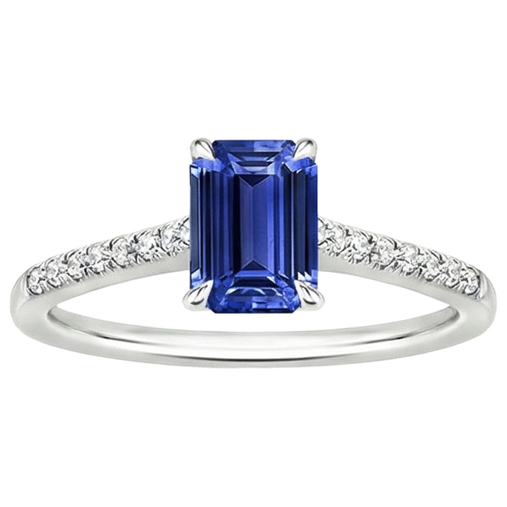 natural emerald sapphire 3.50ct ring top view