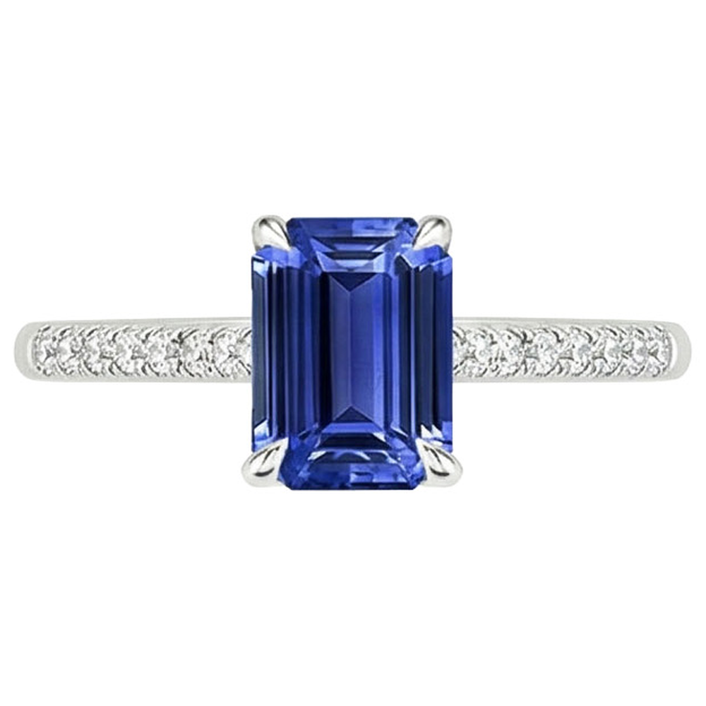 natural emerald sapphire 3.50ct ring profile view