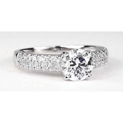 Pave Set Round Real Diamond Ring White Gold 14K 2.25 Carats