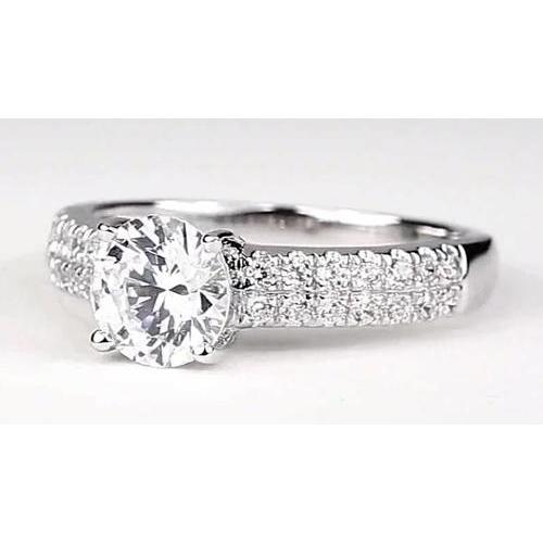 Pave Set Round Real Diamond Ring White Gold 14K 2.25 Carats