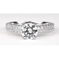 Pave Set Round Real Diamond Ring White Gold 14K 2.25 Carats