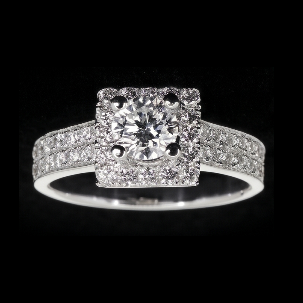Pave Setting 3 Carats Round Real Natural Earth Mined Diamond Engagement Ring White Gold 14K