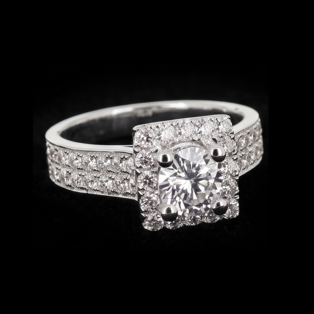 Pave Setting 3 Carats Round Real Natural Earth Mined Diamond Engagement Ring White Gold 14K