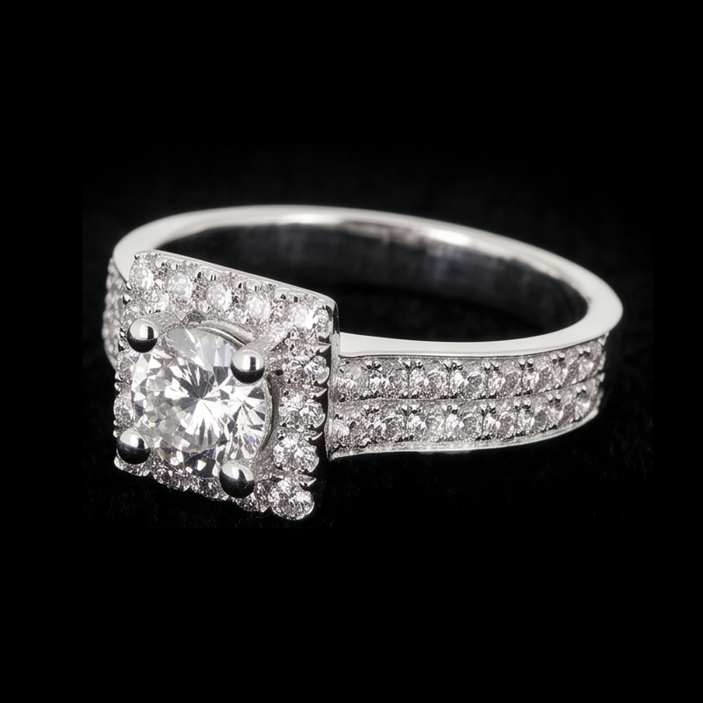 Pave Setting 3 Carats Round Real Natural Earth Mined Diamond Engagement Ring White Gold 14K