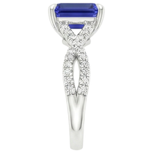 Pave Setting Engagement Ring Emerald Blue Sapphire & Natural Earth Mined Diamond 4 Carats