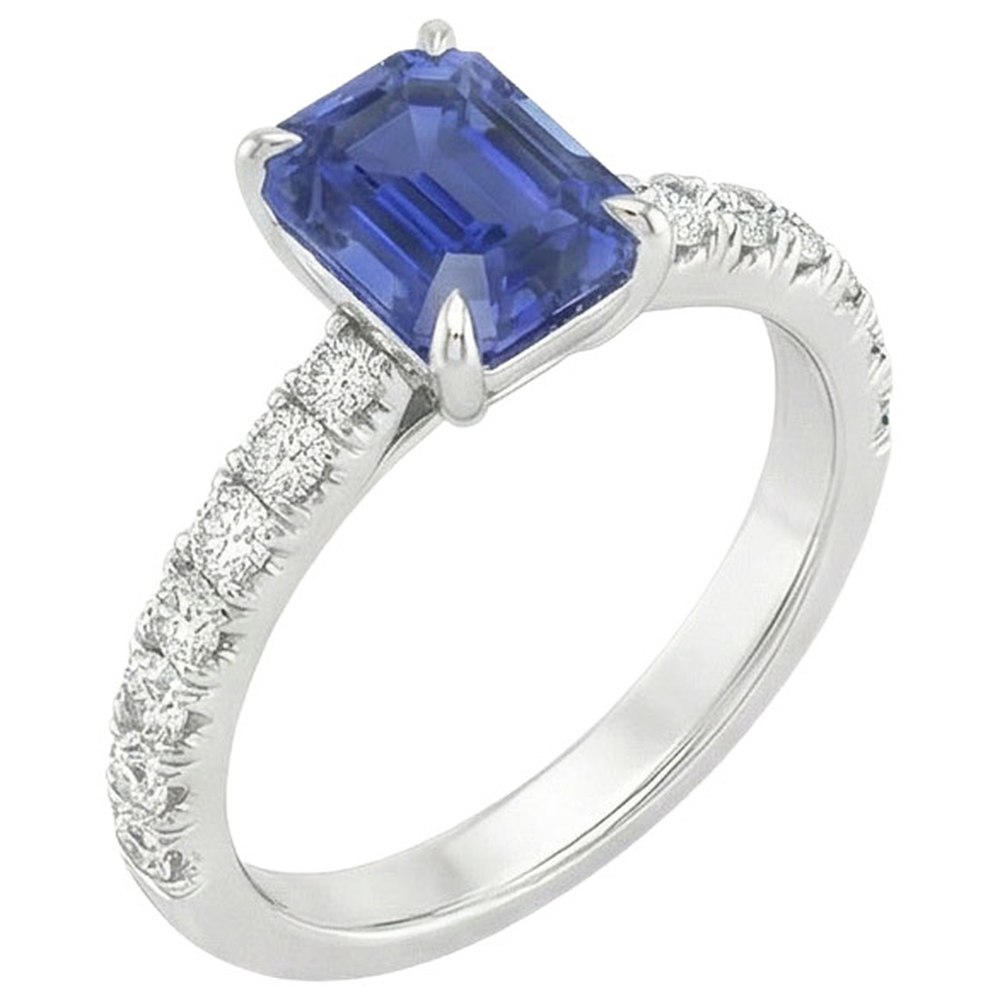 natural emerald sapphire 4.25ct ring close up detail