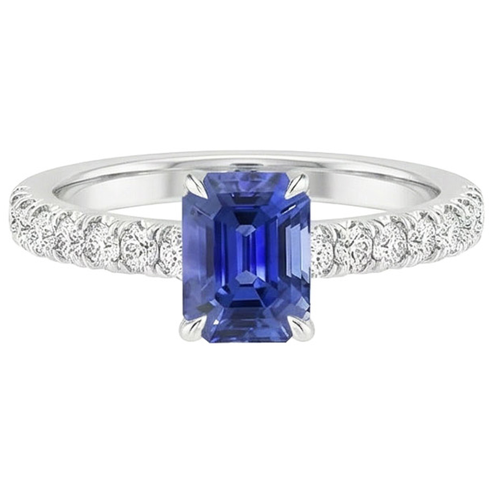 natural emerald sapphire 4.25ct ring profile view