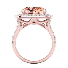 Peach Cushion Morganite With Diamonds Ring Rose Gold Women's Jewelry