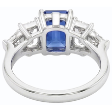Peacock Blue Emerald Cut Sapphire Ring