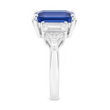 Peacock Blue Emerald Cut Sapphire Ring