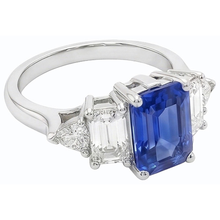 Peacock Blue Emerald Cut Sapphire Ring
