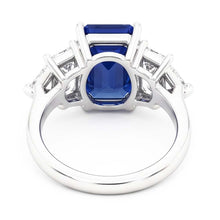 Peacock Blue Emerald Cut Sapphire Ring