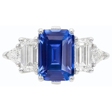 Peacock Blue Emerald Cut Sapphire Ring