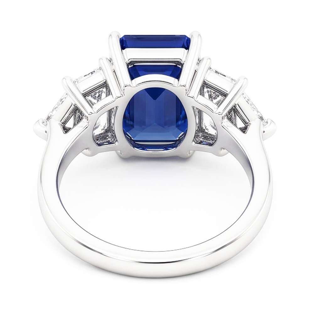 Peacock Blue Emerald Cut Sapphire Ring