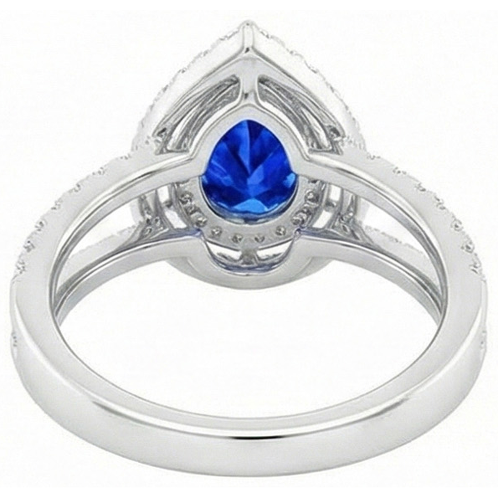 Pear And Round Cut 4.90 Ct Ceylon Sapphire Natural Earth Mined DIAMOND ( NOT LAB GROWN )s Ring